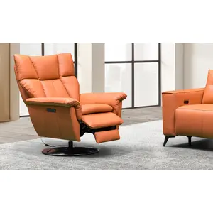 Klaussner Alessandro Double Power Recliner Leather Swivel Chair