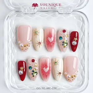 Younique Nails | 10PCS 100% Handmade Press-On Nails | Reusable Colorful Art acrylic stylish 3D Luxury Handcrafted Glossy