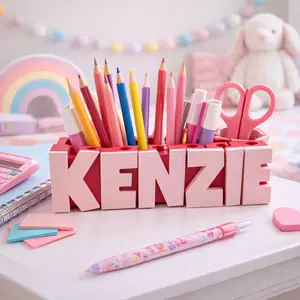 Personalized Pencil Desk Organizer – Custom Name Letter Holder – Choose Your Colors