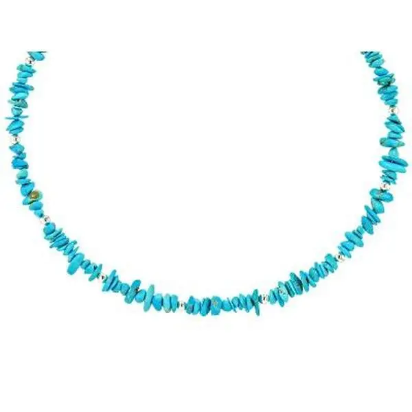 Adults' Sleeping Beauty Turquoise Sterling Silver Choker Necklace, 0.21"w, 18in, Southwest Style, No Closure, for Casual Daily Wear