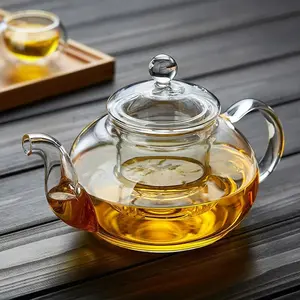 Clear Glass Teapot with Infuser – Heat Resistant Tea Kettle for Loose Leaf Tea, Herbal & Flower Tea (400ml / 1000ml)