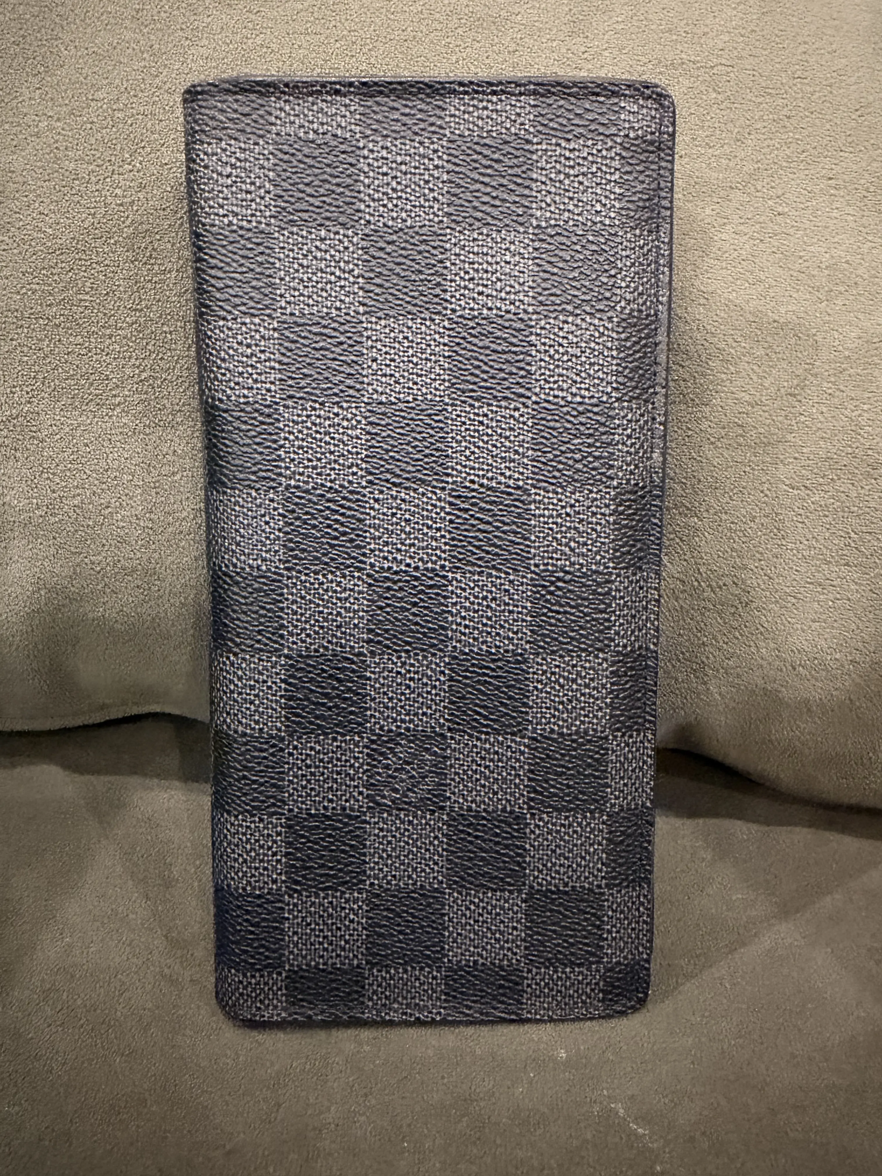 Pre-owned Louis Vuitton Canvas Small Leather Goods Damier Graphite Portefeuille Brazza Wallet