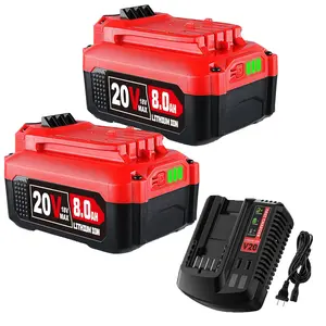 2 Pack 20V 8.0Ah Battery and CMCB104 Charger Replacement for Craftsman Battery V20 Lithium Ion Batteries Compatible with CMCB204 CMCB206 CMCB202 Cordless Power Tools