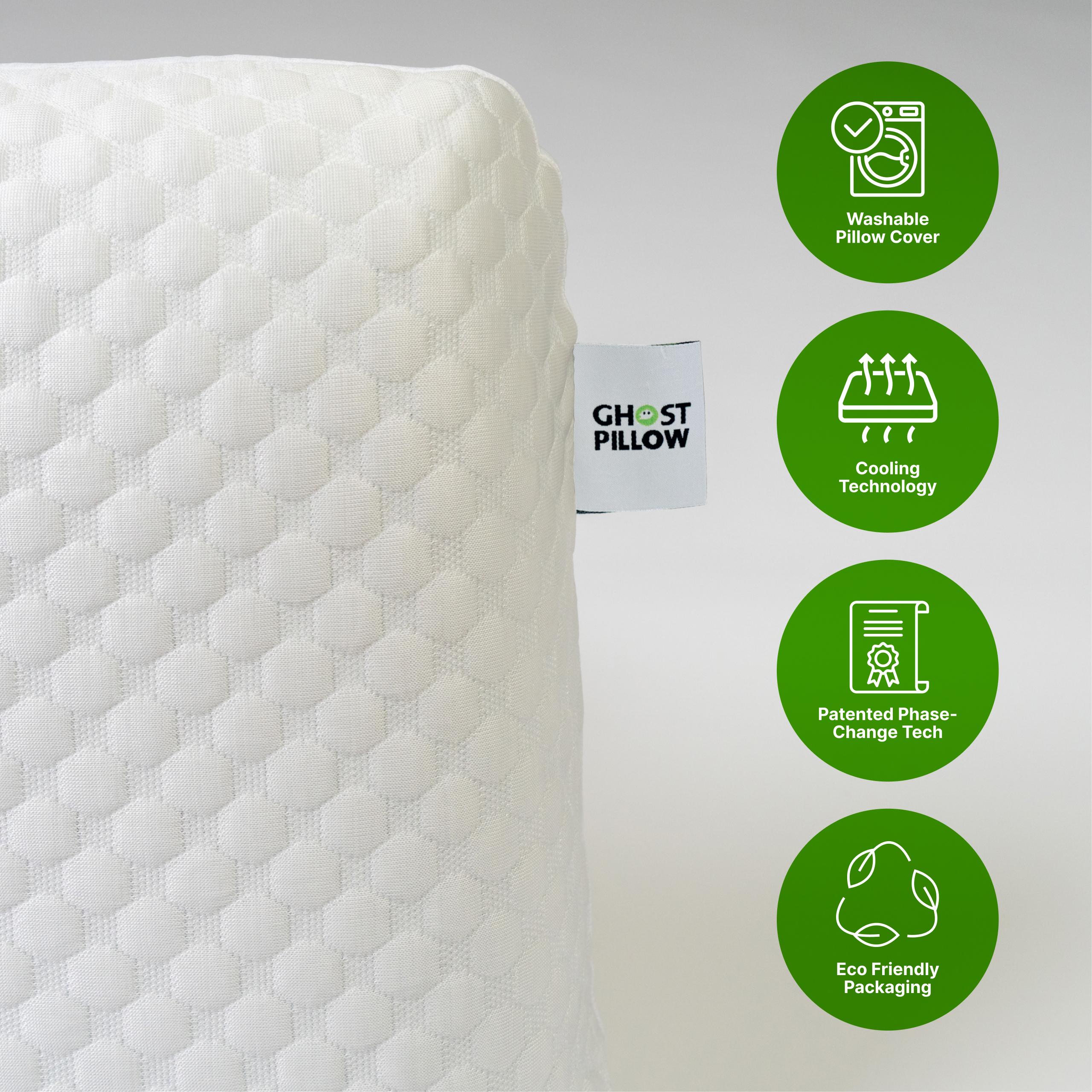 GhostBed Gel Memory Foam Pillow with Cooling Cover and Patented phase-change material