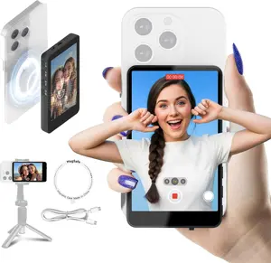Selfie Monitor Touchscreen Monitor Screen with Encrypted Private Wireless 4K/1080p Magnetic Back camera for iPhone 7-17 Series, Magnetic Back Camera Monitor, P2P Wireless, 164 ft Range for TikTok, YouTube, Vlogging, Live streaming