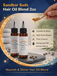 Sandbar SUDS Premium Hair Oil Blend | Growth & Shine Scalp Treatment | With Hempseed, Jojoba & Castor Oil | Repair Split Ends & Frizz Control | 2oz Artisan Hair Care