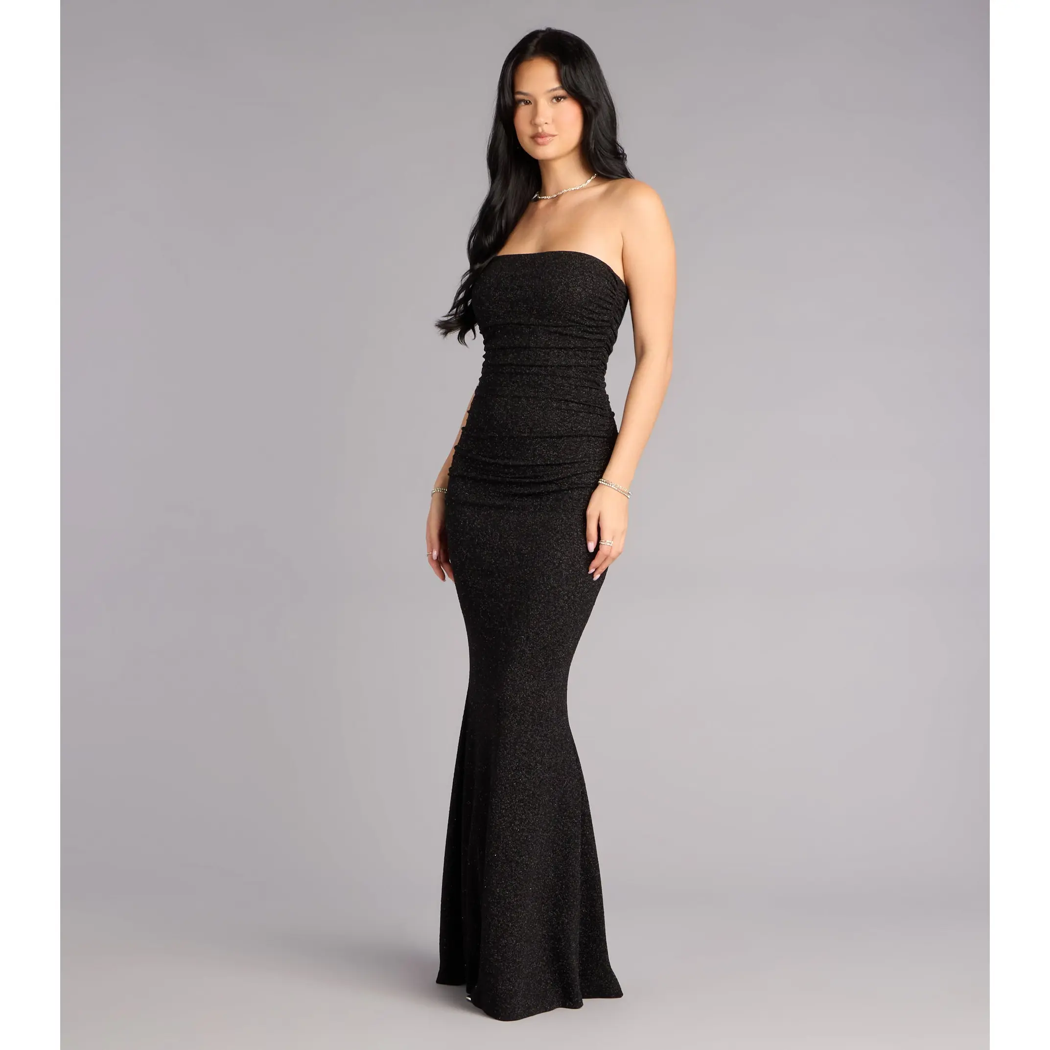 Darcy Glitter Strapless Mermaid Formal Dress