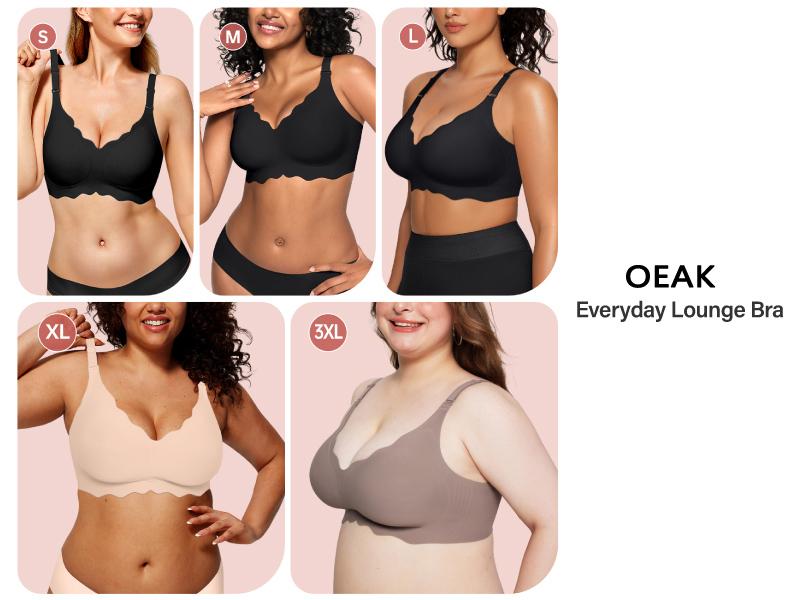 OEAK Seamless Scalloped Jelly Bras for Women No Underwire Wireless Push Up Bra Soft Support Full Coverage Comfort Everyday Bra OEAK Seamless Scalloped Jelly Bras for Women No Underwire Wireless Push Up Bra Soft Support Full Coverage Comfort Everyday Bra