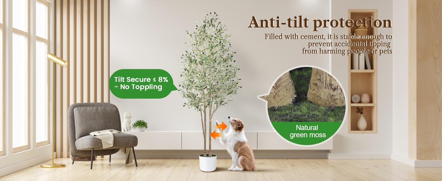 SHareconn Double-bar Design Faux Olive Tree, Artificial Olive Trees Indoor with Natural Wood Trunk & Lifelike Fruits, Perfect for Home Balcony Office Garden Room Decorative