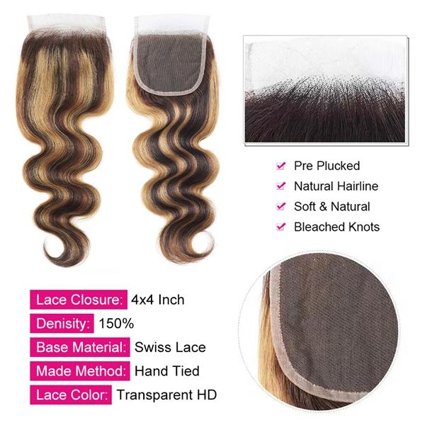 P4/27 Honey Blonde Highlight Body Wave Bundles FB 30 Brown Colored Body Wave Human Hair Weave Bundles Quick Weave Extensions #TiktokShopSpringGlowUp
