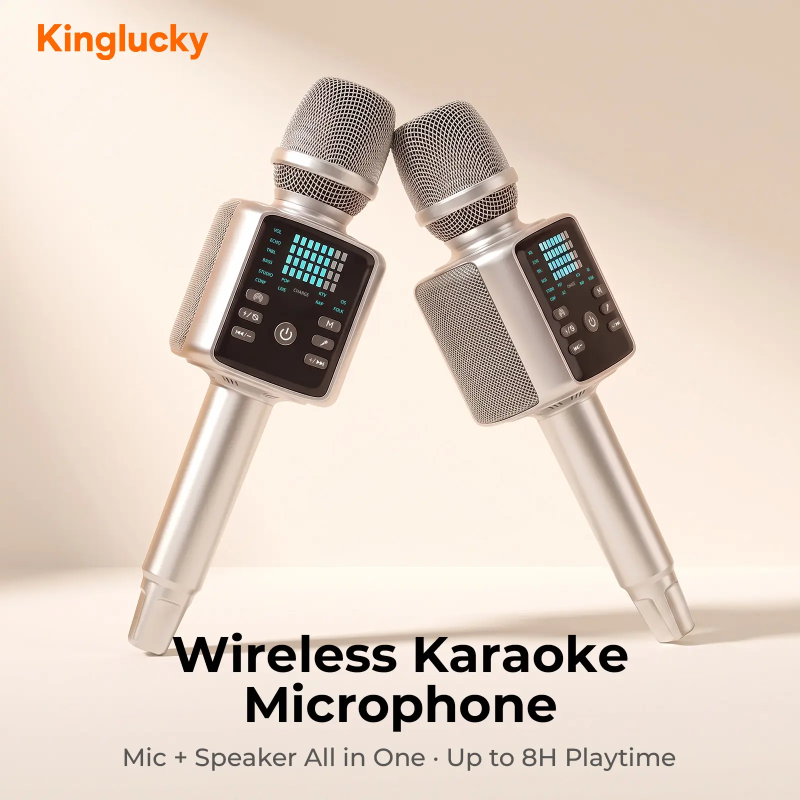 KINGLUCKY H9 Portable Rechargeable Karaoke Mic with Bluetooth Speaker, Wireless Singing Headband, USB-C Compatibility, Boxed Home Party Entertainment System for Adults, iOS/Android & Smartphone Support, Portable Rechargeable Mic
