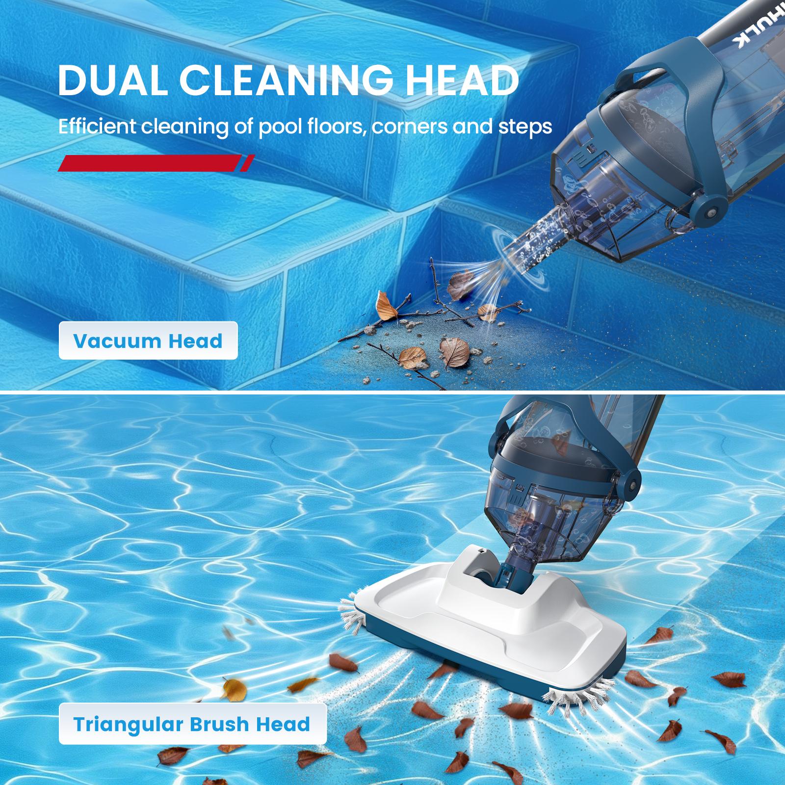 【Spring Cleaning】Enhulk PooCl Vacuum for Above Ground Pool with Telescopic Pole, Running time up to 1H, Handheld Design with Powerful Suction up to 18.5 gallon/min