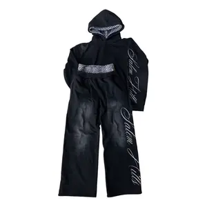 Punk Print Hoodie and Sweatpants Set