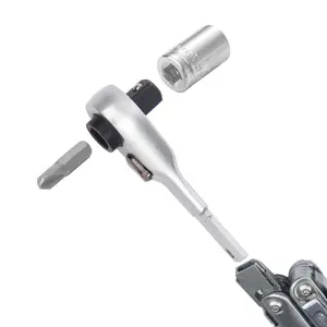 Flat End 2 in1 EDC Ratchet Wrench Screwdriver for LEATHERMAN Multitool Accessories, Compatible with Multitools Flat Bit Adapters