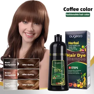 500ML Coffee Color 3 in 1 Hair Dye Shampoo - Can cover gray hairs,Herbal healthy plant Ingredients,Contains Ginseng Extract,Natural Haircoloring,semi-permanent coffee hairdye,festival gift