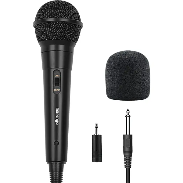 Marengo Handheld Wired Dynamic Microphone - 13ft Cable, ON/OFF Switch, 6.35mm Jack, Solid Cardioid Pickup, Mixer/Amp Compatible, for Birthday, Casual Use, Podcast Setup, Business (Adults & Kids)