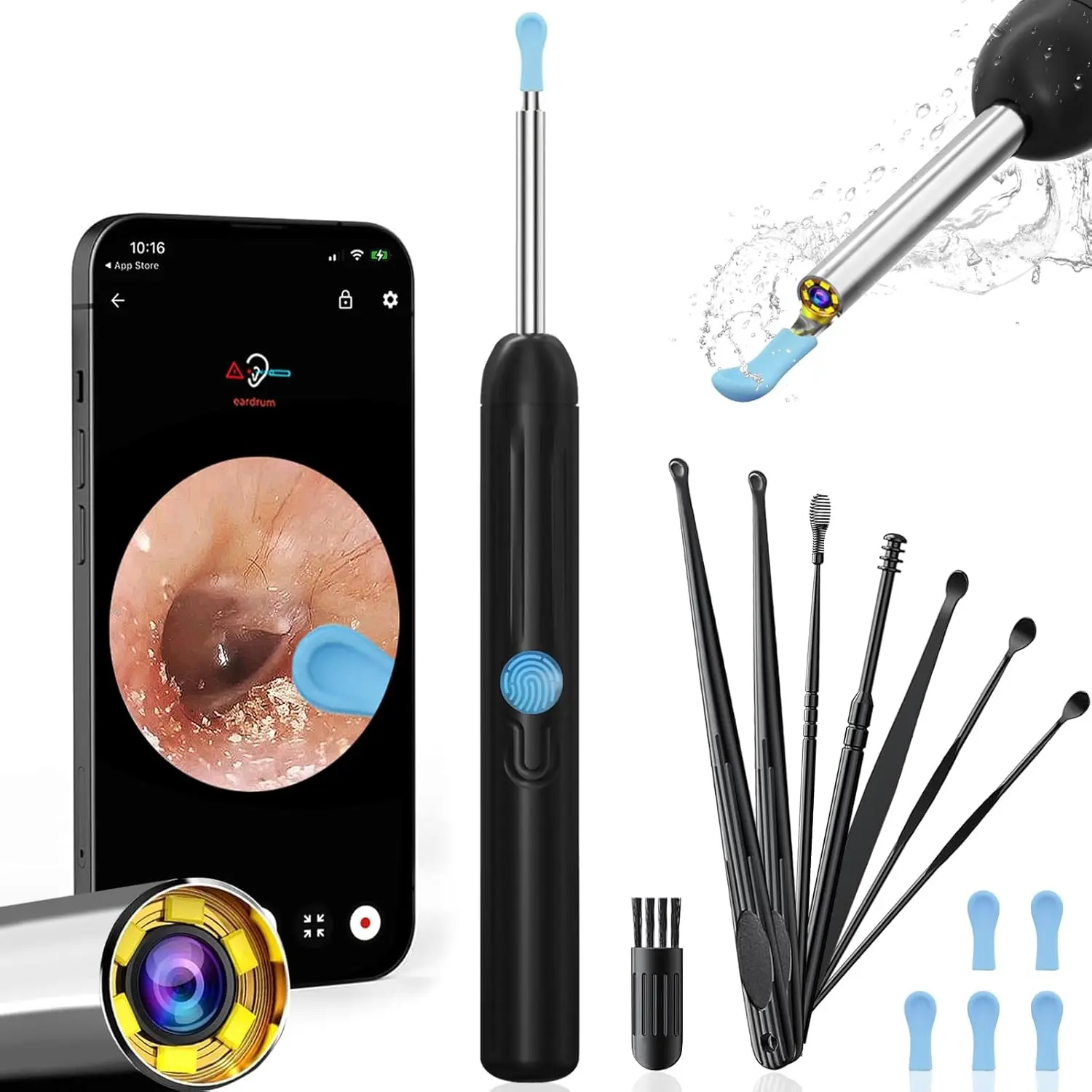 Ear Wax Removal Tool with Camera, 1 Set Portable Type-C Rechargeable Ear Cleaner, Waterproof Endoscope Ear Cleaning Tool, Earwax Removal Tool, Earwax Removal Kit, Earwax Remover Tool #fathersdaygift