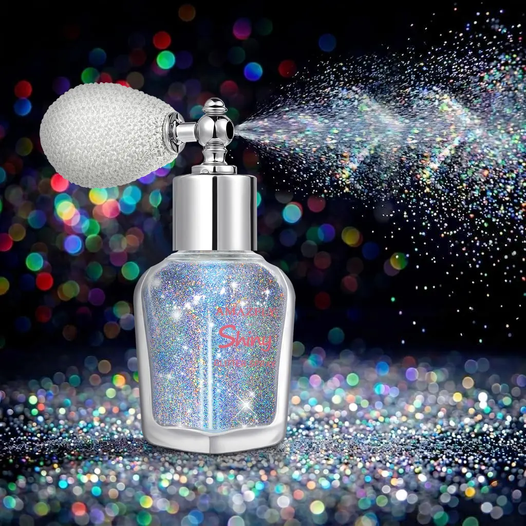 1pc Glint-Rainbow Sparkling Pink Hair+Body Glitter Set - Fragrance-Free Fine Sparkle Highlighter Spray & Loose Shimmer Powder, Colored Glitter Body Makeup for Halloween Makeup, Face/Body/Clothes, All Skin Types