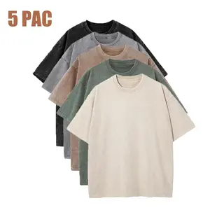 Men's Cotton T-Shirts Oversized Unisex Short Sleeves Casual Loose Wash Solid Basic Tee Tops Streetwear Tshirts