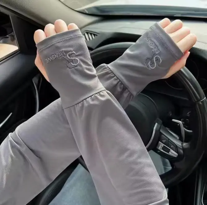 Women's Cool Letter Ice Look Sports Sleeves, 6 Pairs Elastic UV Protection Arm Covers, Comfortable Sunscreen Arm Sleeves Ideal for Daily Outdoor Sun Exposure & Driving, Arms