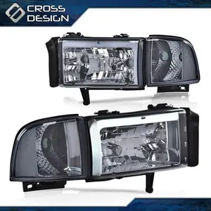 CROSSDESIGN LED DRL HEADLIGHT LAMPS FIT FOR 1994-2002 DODGE RAM 1500 2500 3500 CLEAR HOUSING