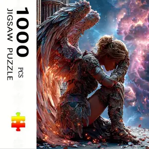 1000-piece adult puzzle, 27.56X 19.69inch large size, art puzzle featuring a painted-winged girl, suitable for DIY creative entertainment with family and friends. A perfect choice as a birthday or holiday relaxation gift--interactive puzzle challenge toy