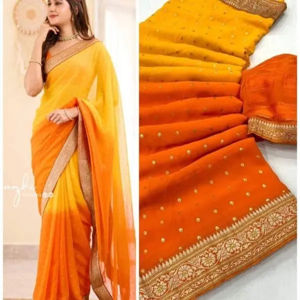 DESIGNER GEORGETTE FOIL PRINT WORK SAREE