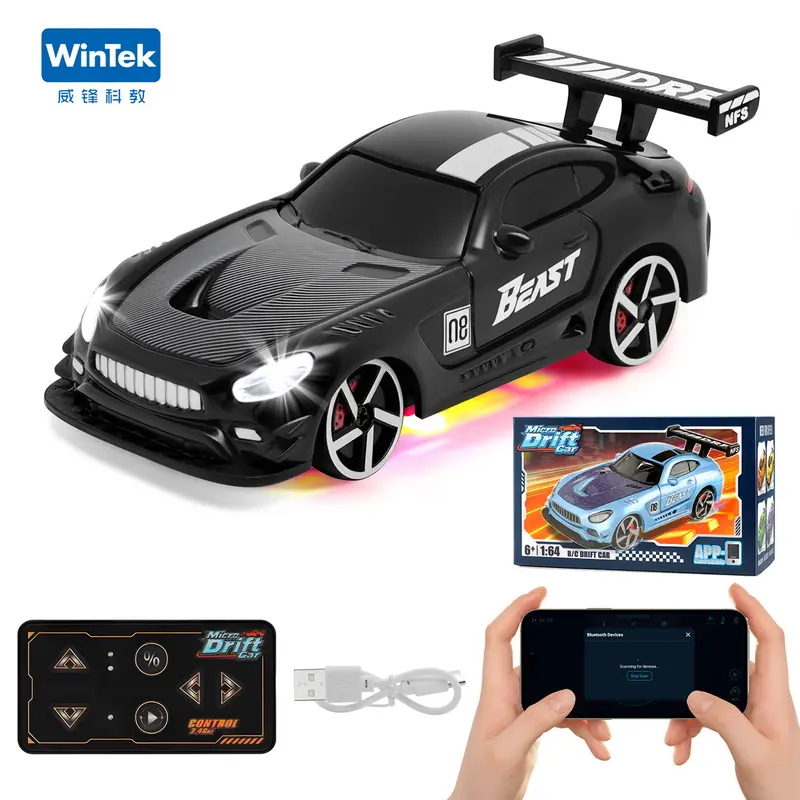 2026 WinTek 1:64 Mini Drift RC Car – Adult Desktop Racing Toy, App-Controlled RC with LED Lights & Adjustable Speed, Cool Gift for Boyfriend & Men