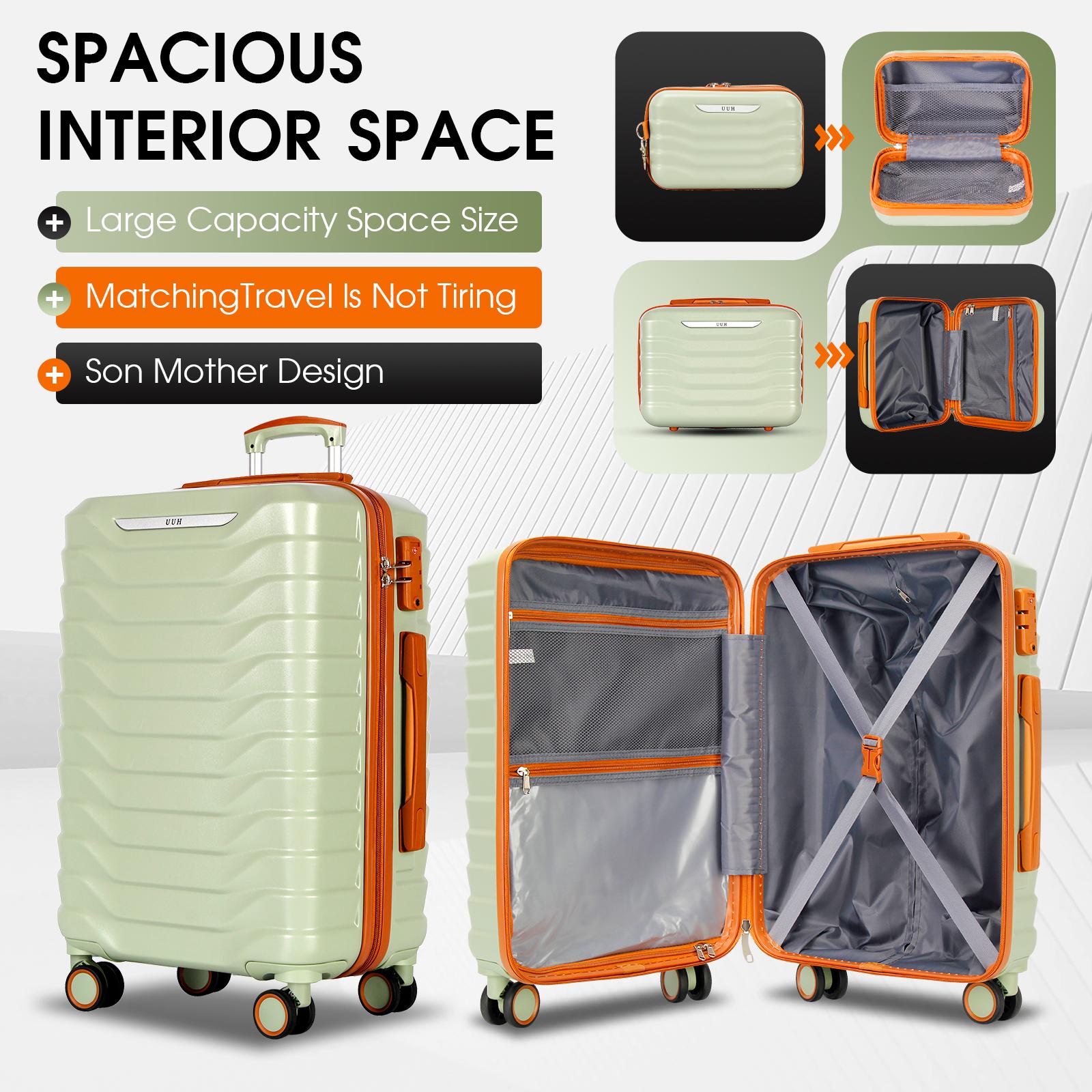 UUH luggage sets(3pcs/4pcs/6pcs/7pcs/8pcs/9pcs) with TSA Locks - suitcase for travel, Hardshell Luggage TSA Lock Spinner Wheels Hardshell Lightweight