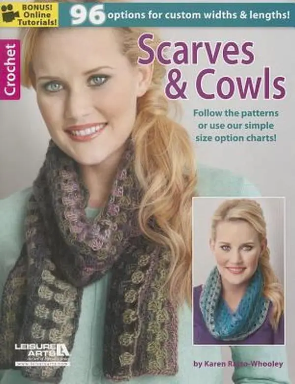 USED Book - Crochet Scarves & Cowls: 96 Options for Custom Widths & Lengths!; Bonus! Online Tutorials! by Whooley, Karen (Paperback) - english