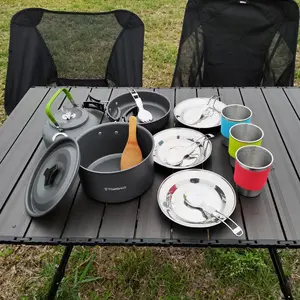Camping Cookware Mess Kit, Lightweight Camping Cooking Set Alumina Backpacking Camping Pots Pans Kettle Set for Outdoor Backpacking Hiking Picnic Included Carry Bag