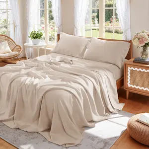 Soft Washed Linen Bed Sheets - Ultra-Soft Feel, Deep Pocket Cooling & Breathable Sheet Set, Temperature Regulating Fabric That Gets Softer With Every Wash