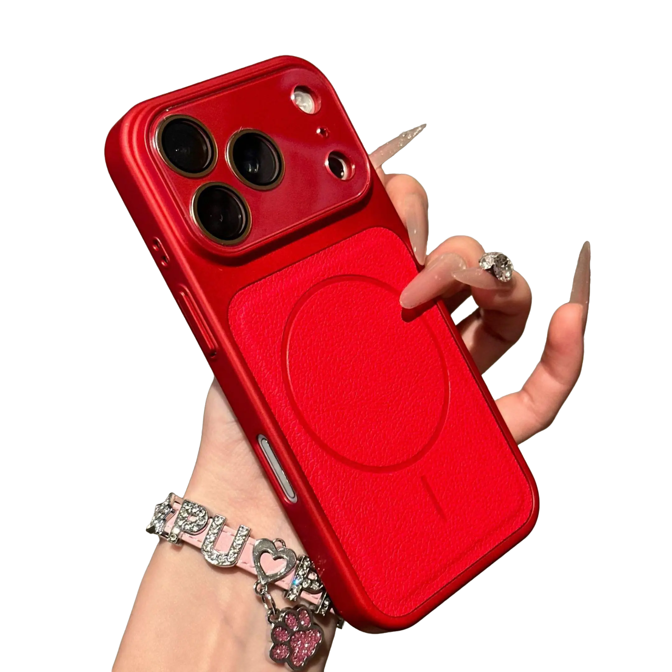 Instantly Transform 17 Skin Texture Magnetic Compatible IP Phone Case 15/14/13 Premium Red