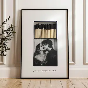 Custom Couple Photo Matchbox Art Print, Personalized Romantic Anniversary Gift, Love Memory Mini Poster, Unique Couple Keepsake Wall Decor