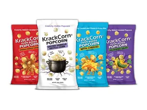 KrackCorn Oven Baked Popcorn Crunchy Caramel, Cheddar Cheese, Vanilla Kettle, & Jalapeño Heat Snack Non-GMO Gluten-Free Perfect for Movie Nights & Lunch Breaks Savory Crunchy Flavor