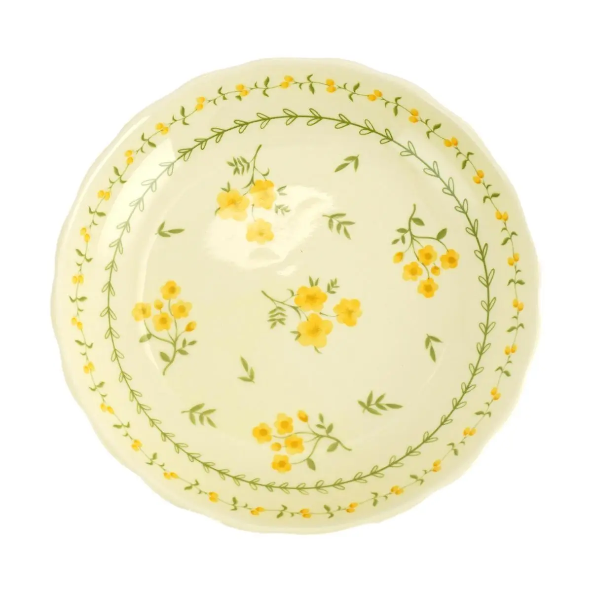 Golden Lion 7-Inch Japanese Style Ceramic Plate, Pastoral Spring Floral Design, Yellow Glaze Lotus Dish, 17.7x17.7x3.8cm Golden Lion 7-Inch Japanese Style Ceramic Plate, Pastoral Spring Floral Design, Yellow Glaze Lotus Dish, 17.7x17.7x3.8cm