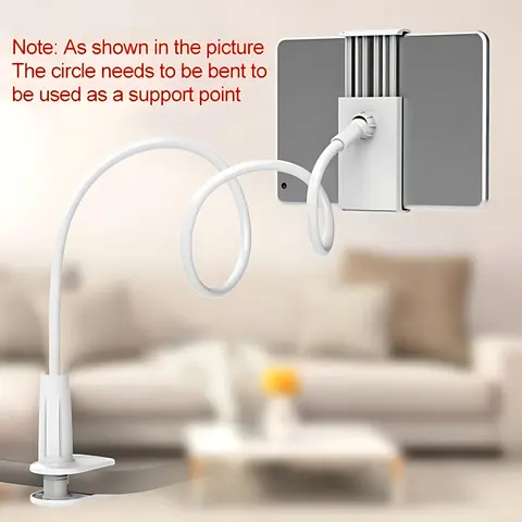 Adjustable Foldable Holder - Folding Sturdy ABS Plastic Phone Rack, 360° Angle Control Anti-Shake Arm Clamp Mount for Headboard/Desk, Hands-Free Compatible with Smartphone, iPhone, iPad, Kindle (Home Office Essential)