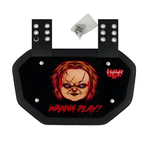 Wanna Play? - Glossy Backplate - Football Back Plate - Lower Back Protection for Shoulder Pads - Back Bone Protector Shield Backplate for Youth & Adult