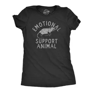 Womens Emotional Support Animal T Shirt Funny Mean Possum Joke Tee for Ladies Funny Womens T Shirts Cute Vintage Fashion Casual Ladies T-Shirt Gift Sarcastic Tops for Women Funny Animal Top Women's Novelty Tees Black -