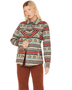 Rock & Roll Denim Women's Panhandle Southwestern Stripe Print Shacket - Rrwo93r08i