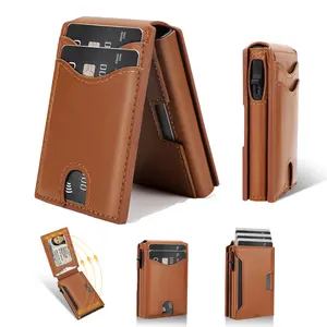 Minimalist Men's Slim Business Wallet with RFID Blocking,ID Window,Bifold Pop-up Card Holder Case,Ideal Gift for Dad Husband