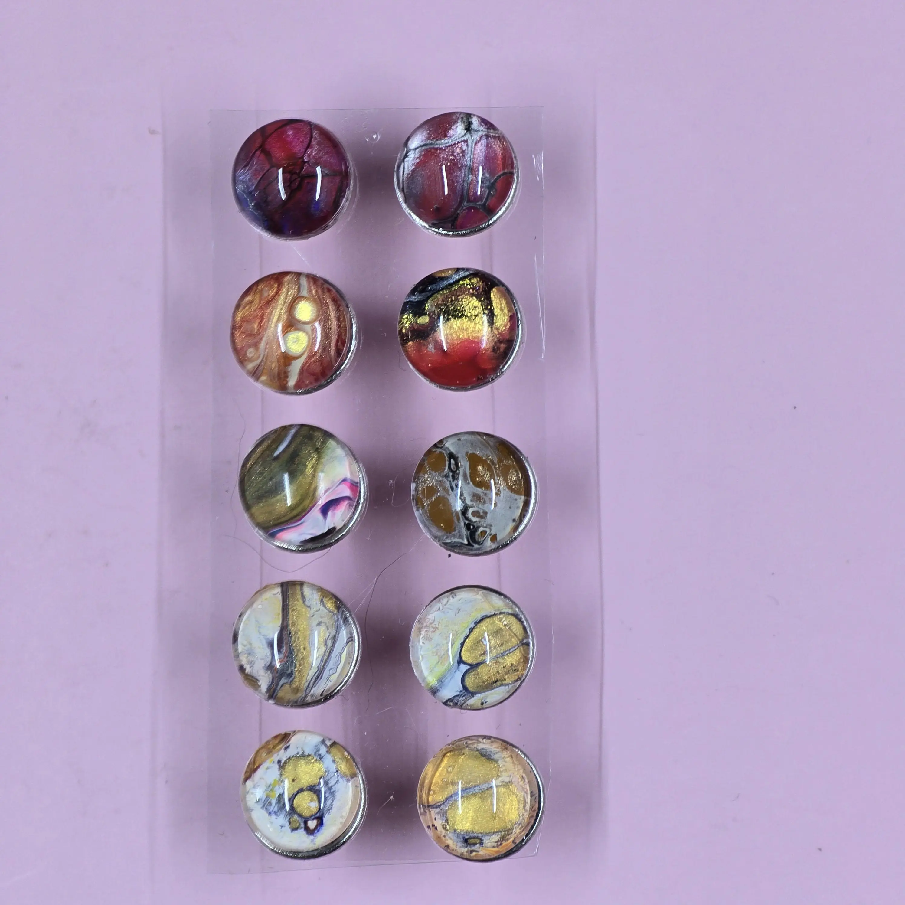 Push Pins hand painted set of 8, 10mm cabochons Decoration Cork Board