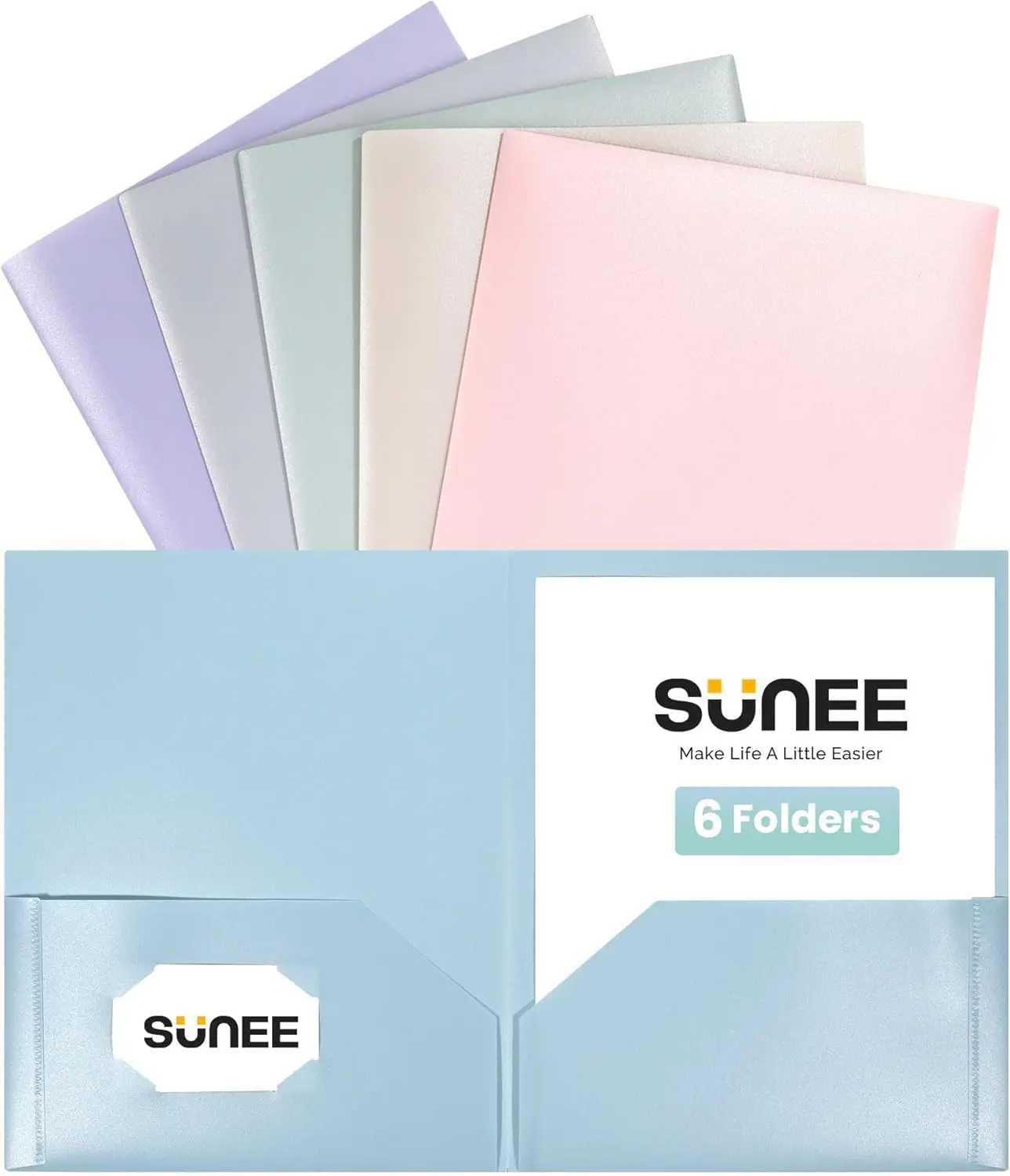 Plastic Folders with Pockets 6 Pack by SUNEE, Letter Size 2 Pocket School Folders, Durable Plastic File Folders for Back to School, Students & Teachers,back to school haul,college school supplies,back to school shopping