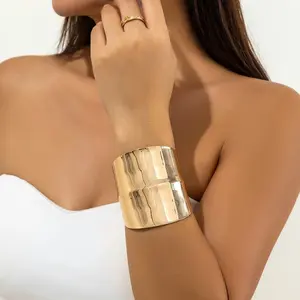 LikeMyChoice Sleek Gold Wide Cuff Bracelet with Bold Hammered Texture Lightweight Minimalist Design for Everyday & Special Occasions Stylish Accessory elegant simple design jewelry gift emo accessories