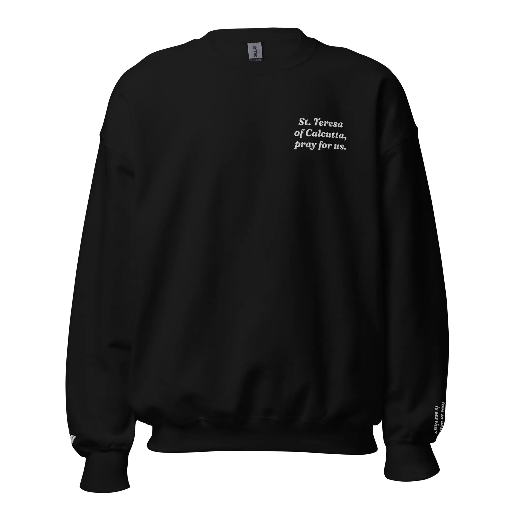 St. Teresa of Calcutta Unisex Embroidered Sweatshirt – White