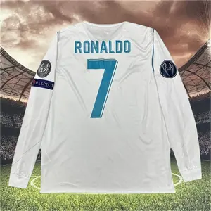 2017 2018 Home White No.7 Ronaldo Long Sleeved Soccer Jersey