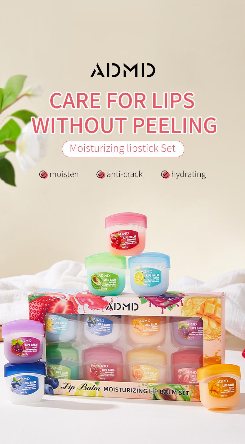 8pcs Fruit-Flavor Lip Balm Gift Set Natural Moisturizing Long-Lasting Hydration Assorted Fruit Scents