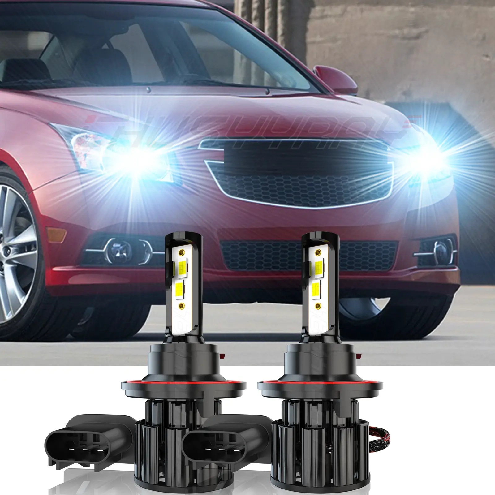 For Chevy Cruze 2011 2014 2012 2013 2015 Vehicle Accessories LED Headlight 2 Bulbs White High/Low Beam H13 9008 Kit Automotive