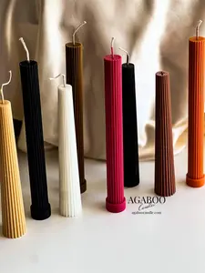 High Ribbed Pillar Candle