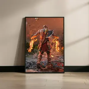 Kratos God of War Wall Art Print, Modern Gaming Decor for Game Room, Living Room or Office